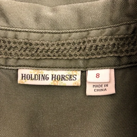 Holding Horses Fit and Flare Shirt Dress Size 8 Olive Green Lyocell - Picture 2 of 15